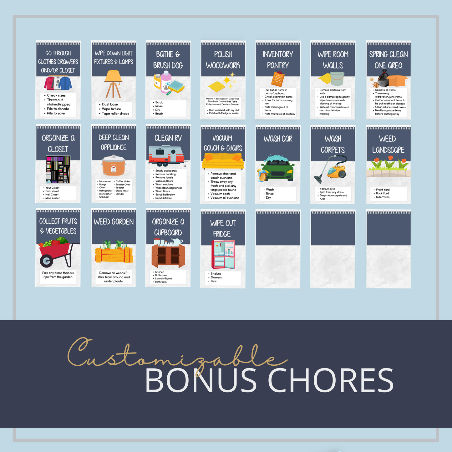 The Homeschooler's Chore Board Printable Card Pack